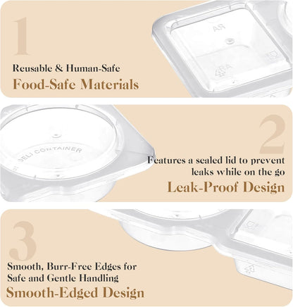 Reusable Snack Containers Compartment with Lids - 20 Sets Snack Containers, Double Snackle Box Compartment Condiment Containers, Snack Box for Sauce and Snacks