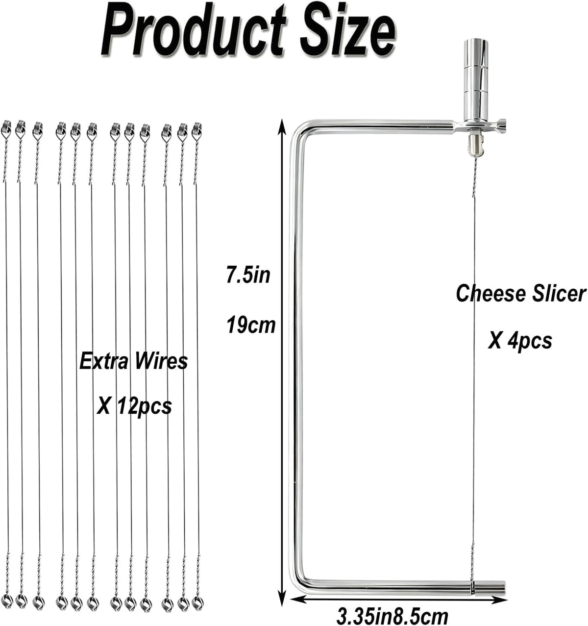 Cheese Slicer Accessories Kitchen Marble Board Cheese Cutter Stainless Steel Components Ideal Making Giftable Cheese Cutting Boards with The Cheese Slicer Kit (4CheesS slicer 12Extra Wires,6inch)