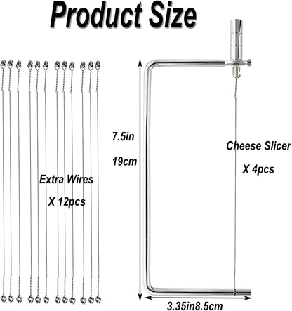 Cheese Slicer Accessories Kitchen Marble Board Cheese Cutter Stainless Steel Components Ideal Making Giftable Cheese Cutting Boards with The Cheese Slicer Kit (4CheesS slicer 12Extra Wires,6inch)