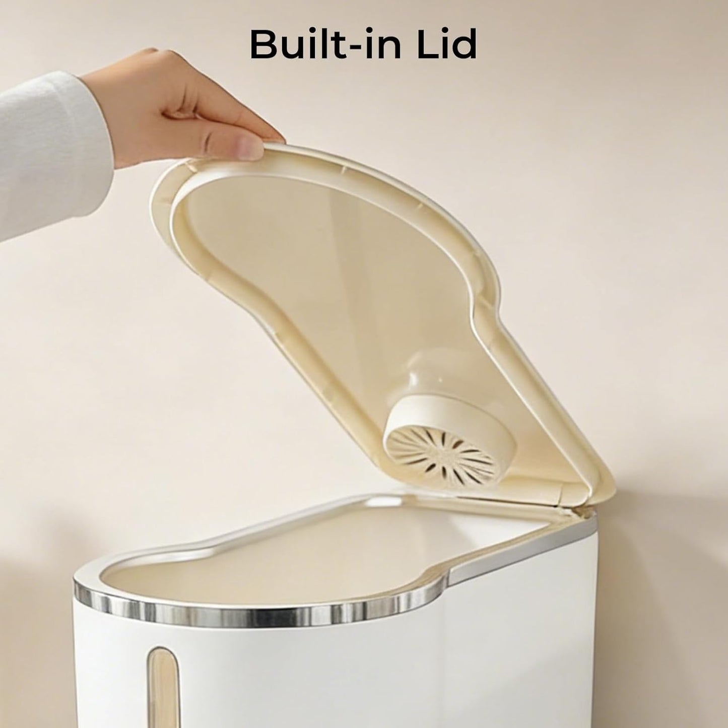 UFORU Rice Dispenser, Rice Storage Container with Measuring Cup for Kitchen Pantry Household, Dry Food Storage Containers Airtight, Sealed Moisture Proof (White 13Lbs)