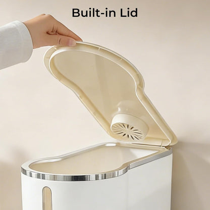 UFORU Rice Dispenser, Rice Storage Container with Measuring Cup for Kitchen Pantry Household, Dry Food Storage Containers Airtight, Sealed Moisture Proof (White 13Lbs)