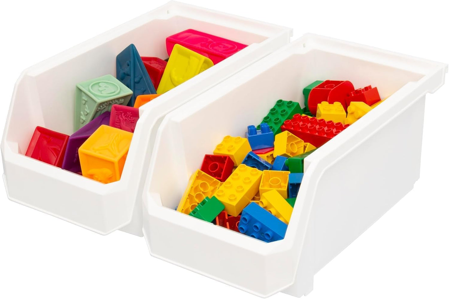 ReadySpace Medium Plastic Storage Bins, Stackable Organizer Containers for Closet Pantry Shelf Garage and Office Organization, Clear, 8 Pack