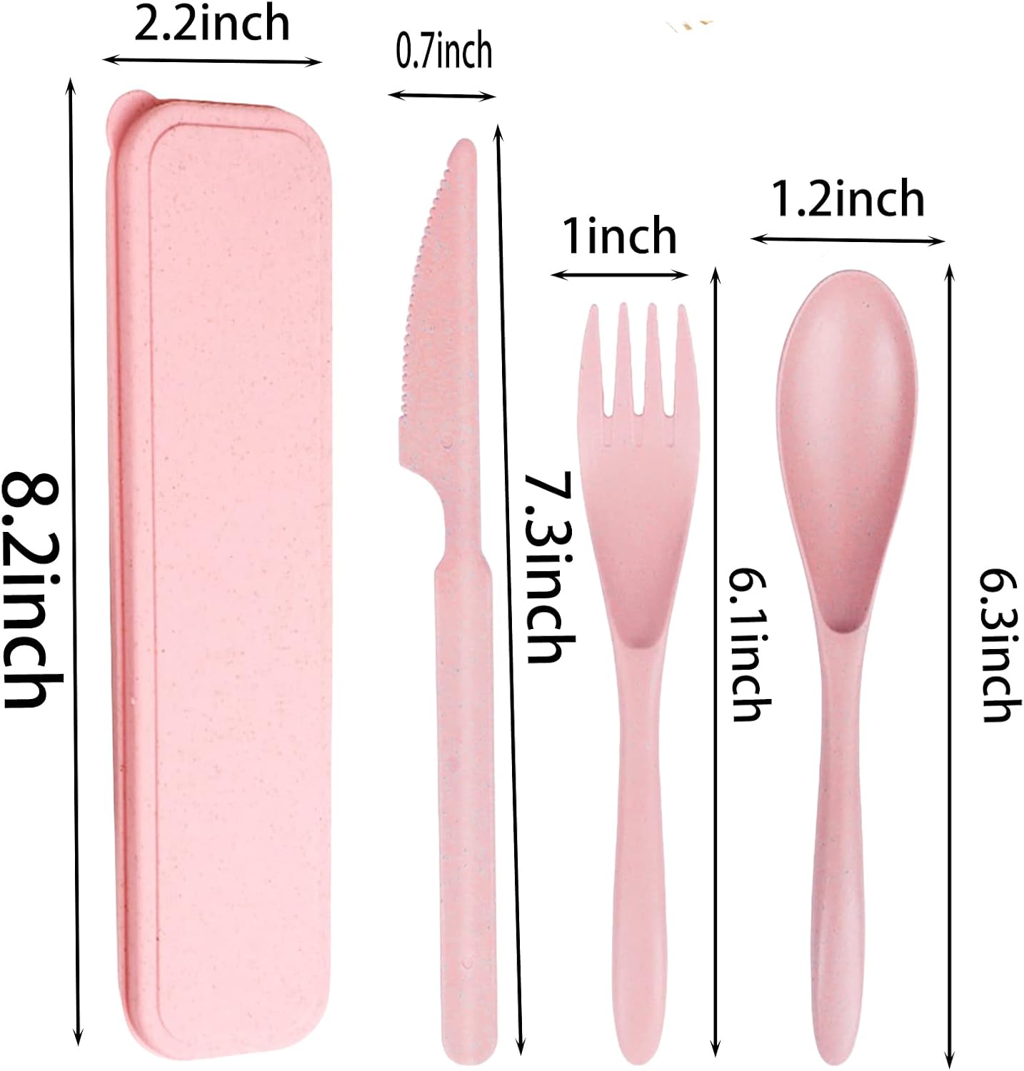 2Pack Reusable Travel Utensil Set, Plastic Fork Spoon Knife with Case, BPA-Free Portable Cutlery for Camping, Picnic & Office (Purple & Pink)