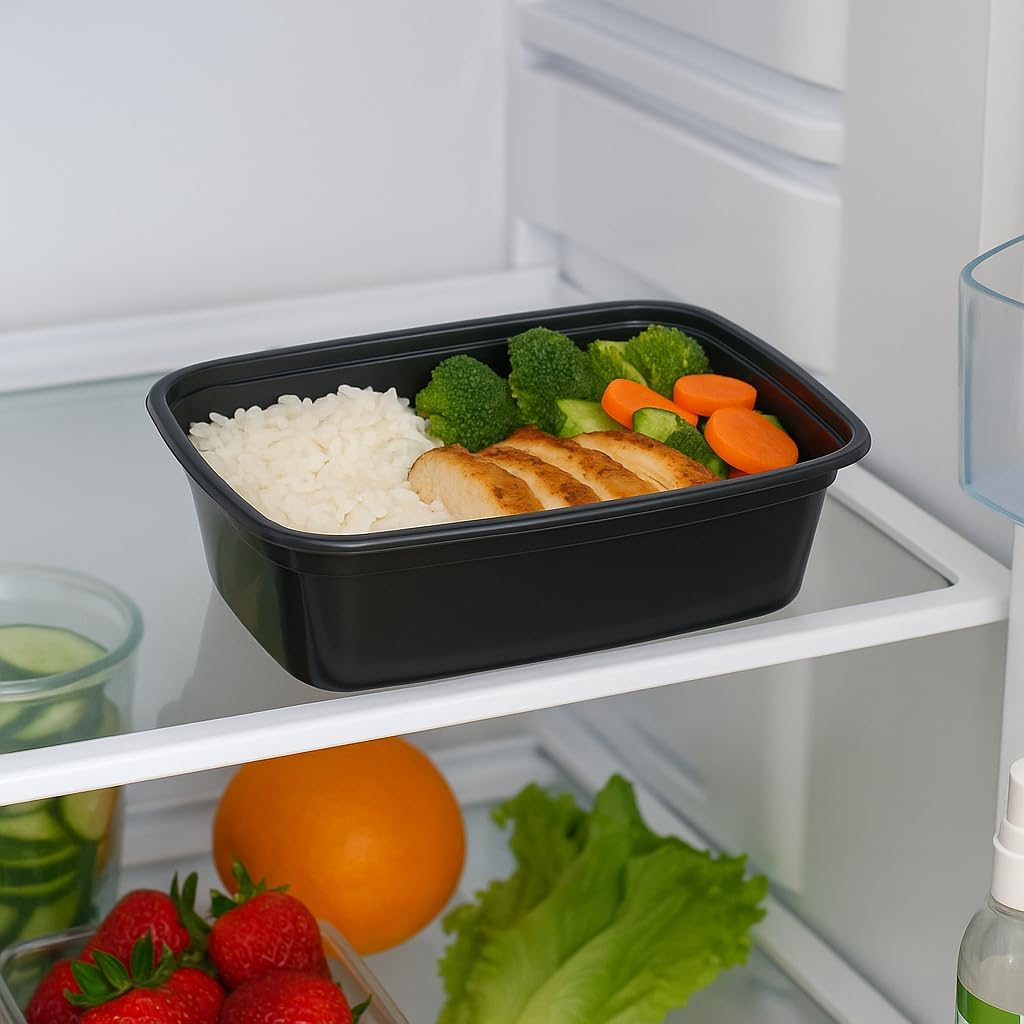 10-Piece Meal Prep Food Storage Containers with Lids – Reusable Plastic Lunch Boxes for Portion Control, Freezer and Microwave Safe, Stackable and Dishwasher Friendly