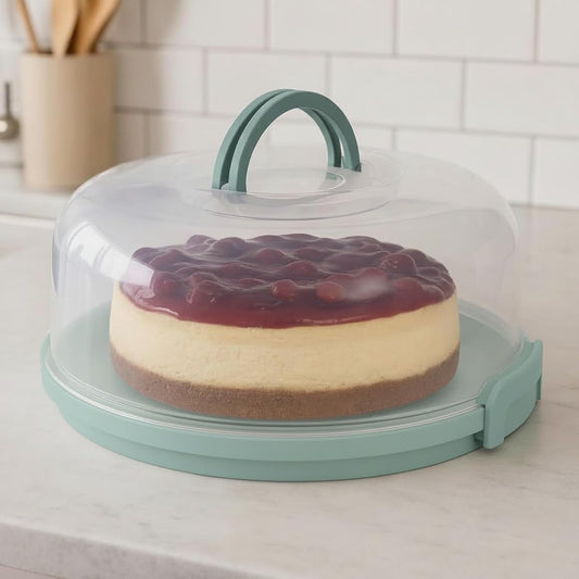Pie Carrier with Lid and Handle - Fits Pies 10in x 4.5in, Doubles as Divided Serving Tray - Cheesecake Container Dessert Carrier Pie Container With Lid, Cheesecake Containers with Lids - BPA Free