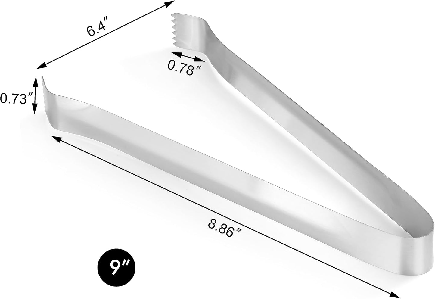 New Star Foodservice Restaurant-Grade Pom Tong, Stainless Steel, 6.5 Inch, Set of 6, Silver