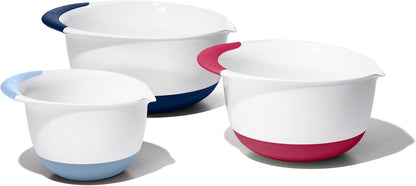 OXO Good Grips 3-Piece Plastic Mixing Bowl Set - Cadet Blue, Tower Gray, Jade, Small, Medium, Large