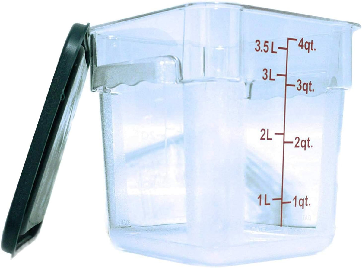 Tiger Chef 18 Quart Commercial Grade Clear Food Storage Square Polycarbonate Containers With Blue Lids 4 Pack