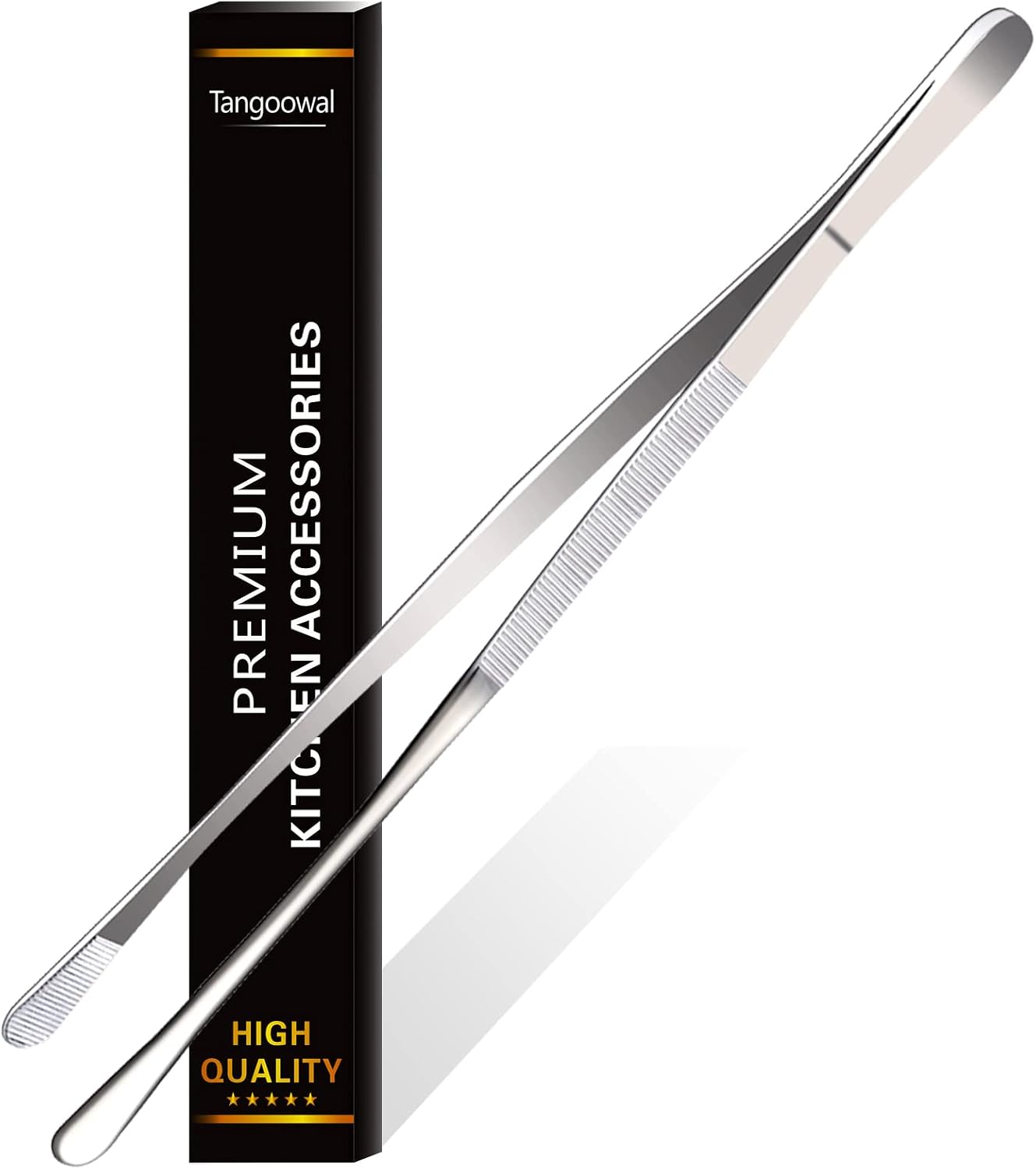 12-Inch Professional Kitchen & Cooking Tweezers Tongs - Stainless Steel Long Tweezer Tongs - BBQ,Plating,Multi-use