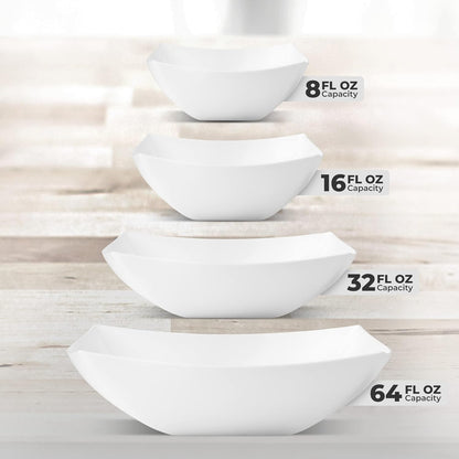 Posh Setting - White Plastic Square Serving Bowls for Party (16oz - 4 Pack), Disposable & Candy Containers for Party Table & Buffet
