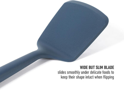 Calphalon Edge Silicone Spoon, Flexible Silicone Cooking Spoon with Reinforced Core, Heat-Resistant Nonstick-Safe Kitchen Spoon for Stirring, Mixing & Serving, Navy