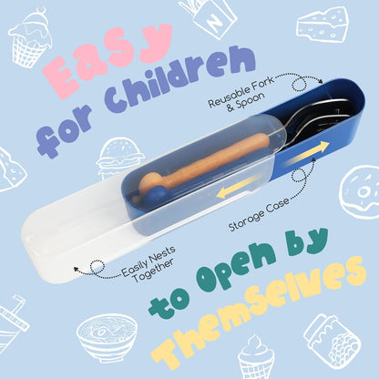 2-Piece Kid Utensils Set, 304 Stainless Steel Kids Fork and Spoon for Self-feeding, Safe Kid Silverware with storage case for School Lunch, Travel & Outdoors, Dishwasher Safe (Purple)