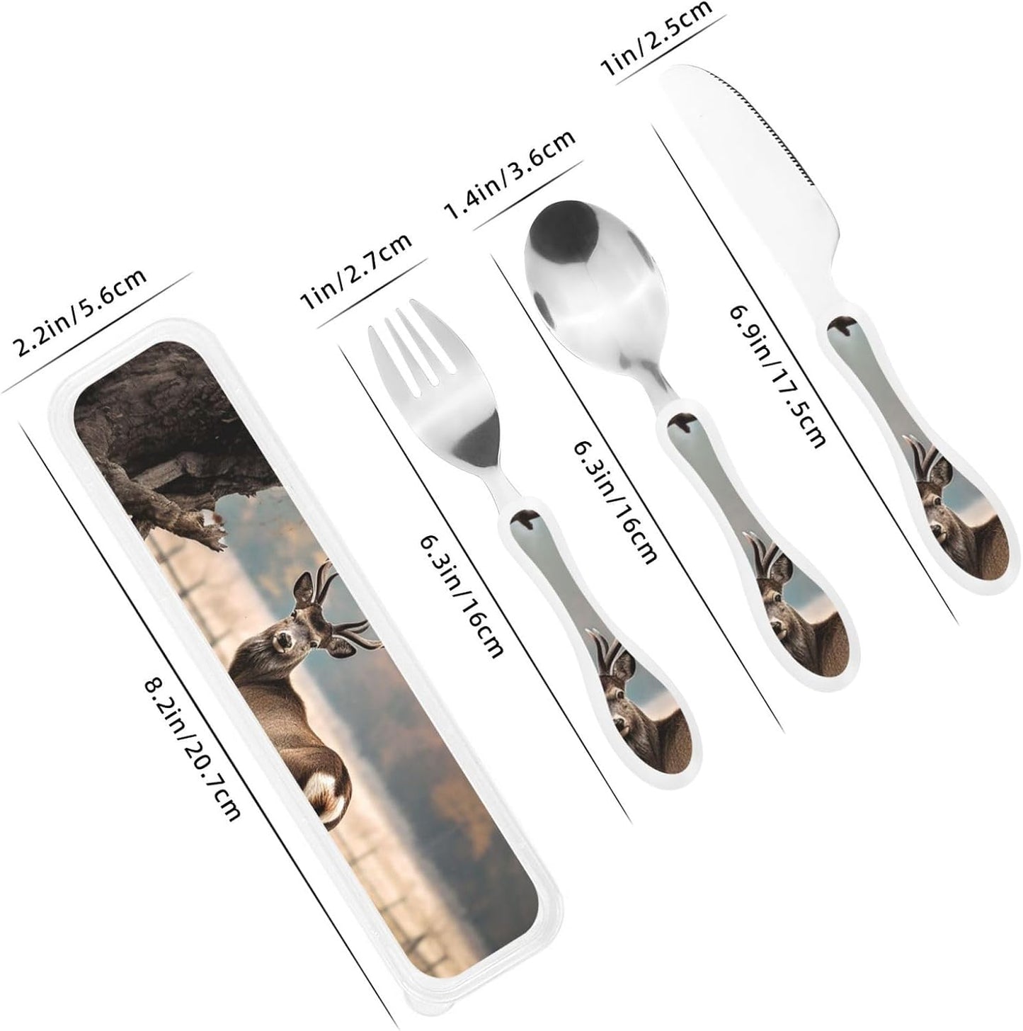 3-Piece Kids Silverware Set With Storage Case, Stainless Steel Reusable Children Safe Knife Spoon Fork Set Blue Active Girl Running Sunset Children Flatware Set For Kids Lunch Box - Colors C