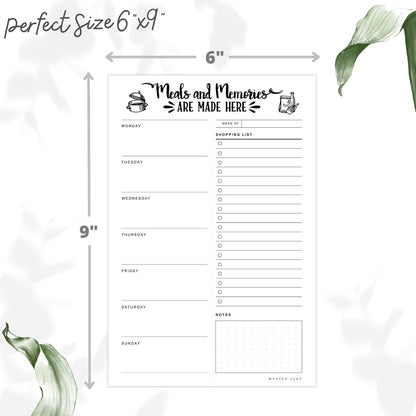 Magnetic Meal Planning Pad for Fridge 52 Undated Tear-off Sheets, 6x9 Inch Meal Planning Notepad for Meal Planner & Grocery List with Magnet, Weekly Meal Planner with Tear Off Shopping List