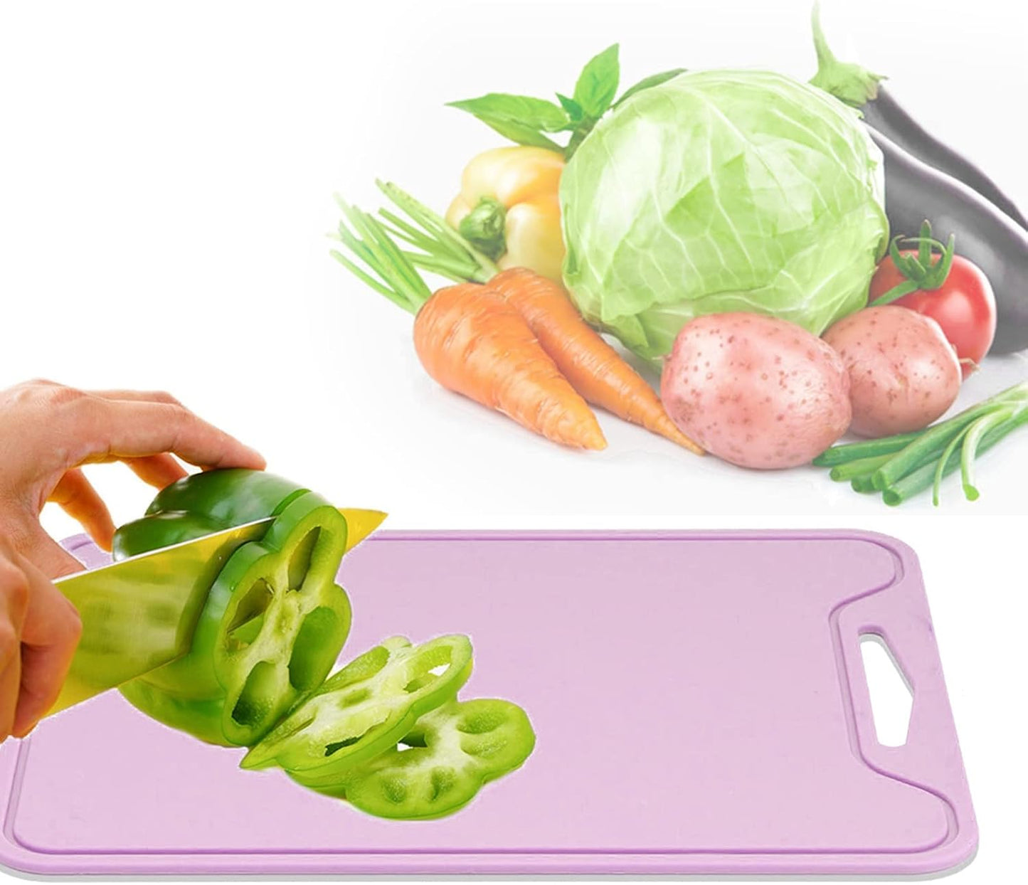 Flexible Kitchen Cutting Mats, Food Grade Silicone, Purple, with Hanging Hole
