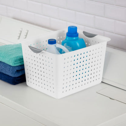 Sterilite 6-Pack Medium Ultra Basket, Open Top Plastic Storage Organizer, White - Classic Baskets for Organizing Countertops, Pantry Shelves, Kitchen Cabinets, Laundry Rooms or Home Offices