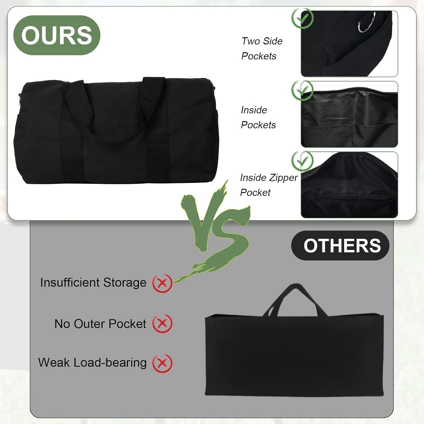 BBQ Tool Storage Bag, with Inner Pockets and Shoulder Strap, Black Outdoor Camping Barbecue Carry Bag, Grill Accessory Storage, BBQ Gifts for Men, 18.1 * 10.6 * 10.6 inches