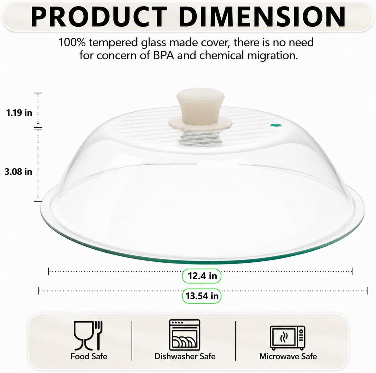 OEC Lighter Weight Tempered Glass Microwave Splatter Cover - 11.5 inch
