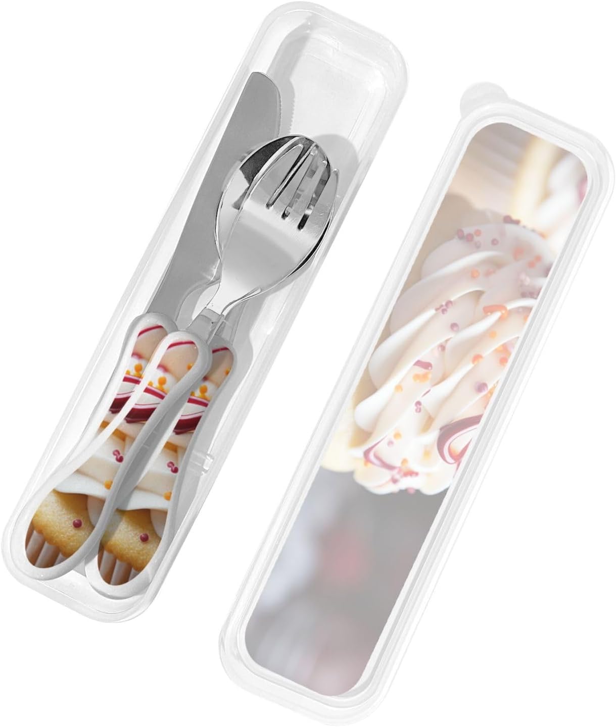 3-Piece Kids Silverware Set With Storage Case, Stainless Steel Reusable Children Safe Knife Spoon Fork Set Blue Active Girl Running Sunset Children Flatware Set For Kids Lunch Box - Colors B