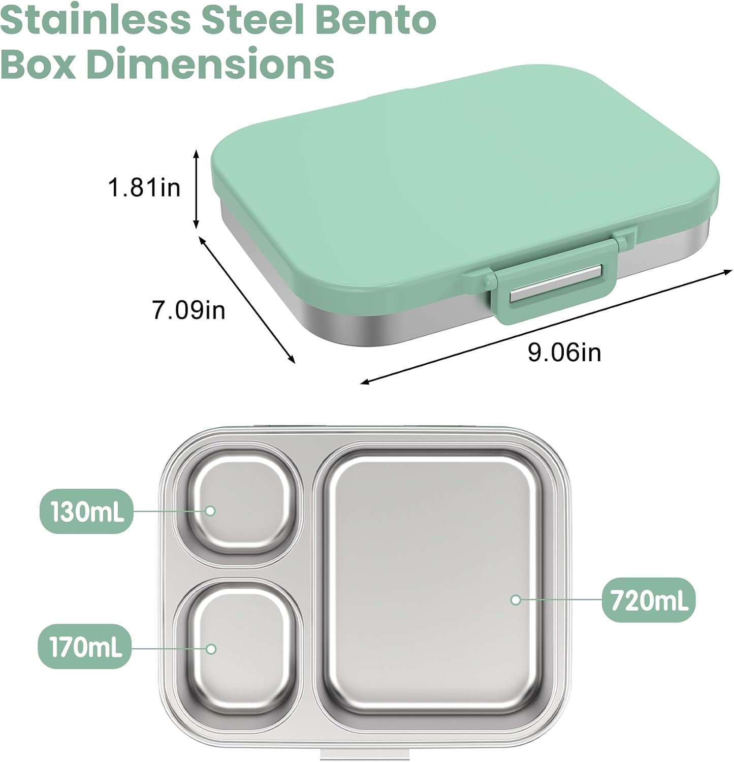 Pawtong Stainless Steel Bento Lunch Box for Kids | 3-Compartment Lunch Box Container Kids | 100% Leakproof, Eco-Friendly, Perfect Portion Control for Kids&Adult Healthy Meals (Purple)
