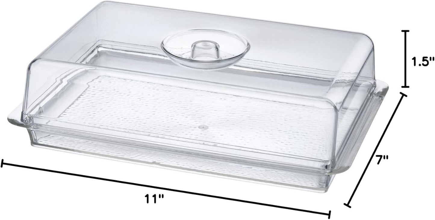 Clear Premium Acrylic Rectanglees Serving Tray with Lid (12.63" x 8.75" x 3.38") Perfect for Parties, Events, & Dining