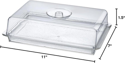Clear Premium Acrylic Rectanglees Serving Tray with Lid (12.63" x 8.75" x 3.38") Perfect for Parties, Events, & Dining