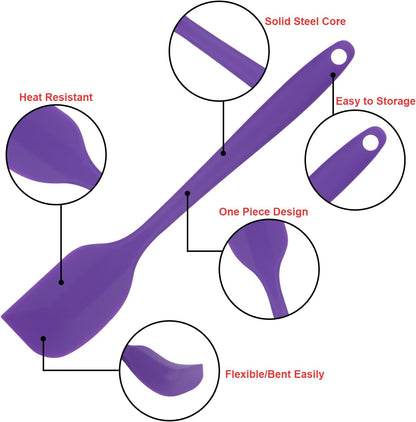 Silicone Spatulas Set, Rubber Spoon Spatula Heat Resistant Spoonula One Piece Design Seamless Spatula Non-Stick Scrapers Baking Mixing Tool (Dark Blue)