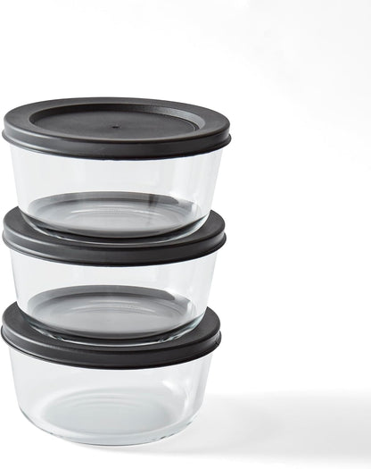 6-Piece Glass Food Storage Containers Set (3 Containers + 3 BPA-Free Lids) | 2-Cup, Leakproof | Microwave, Freezer, Oven & Dishwasher Safe | Ideal for Meal Prep & Pantry Organization, Pistachio
