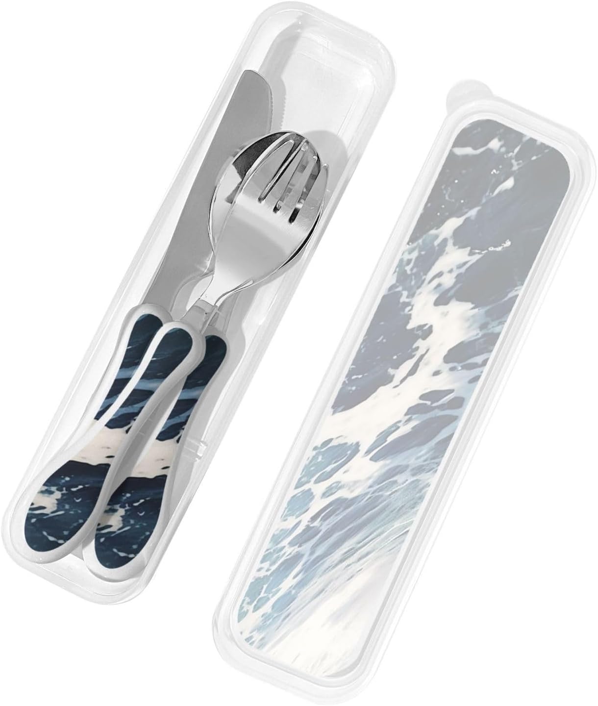 3-Piece Kids Silverware Set With Storage Case, Stainless Steel Reusable Children Safe Knife Spoon Fork Set African Lion Black And White Children Flatware Set For Kids Lunch Box