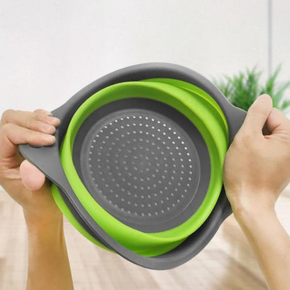Collapsible Colander Set of 2 (1 Large + 1 Small) – Silicone Kitchen Sink Strainer & Fruit Basket, Perfect for Draining Pasta/Vegetable/Fruit, Home & Travel Essentials