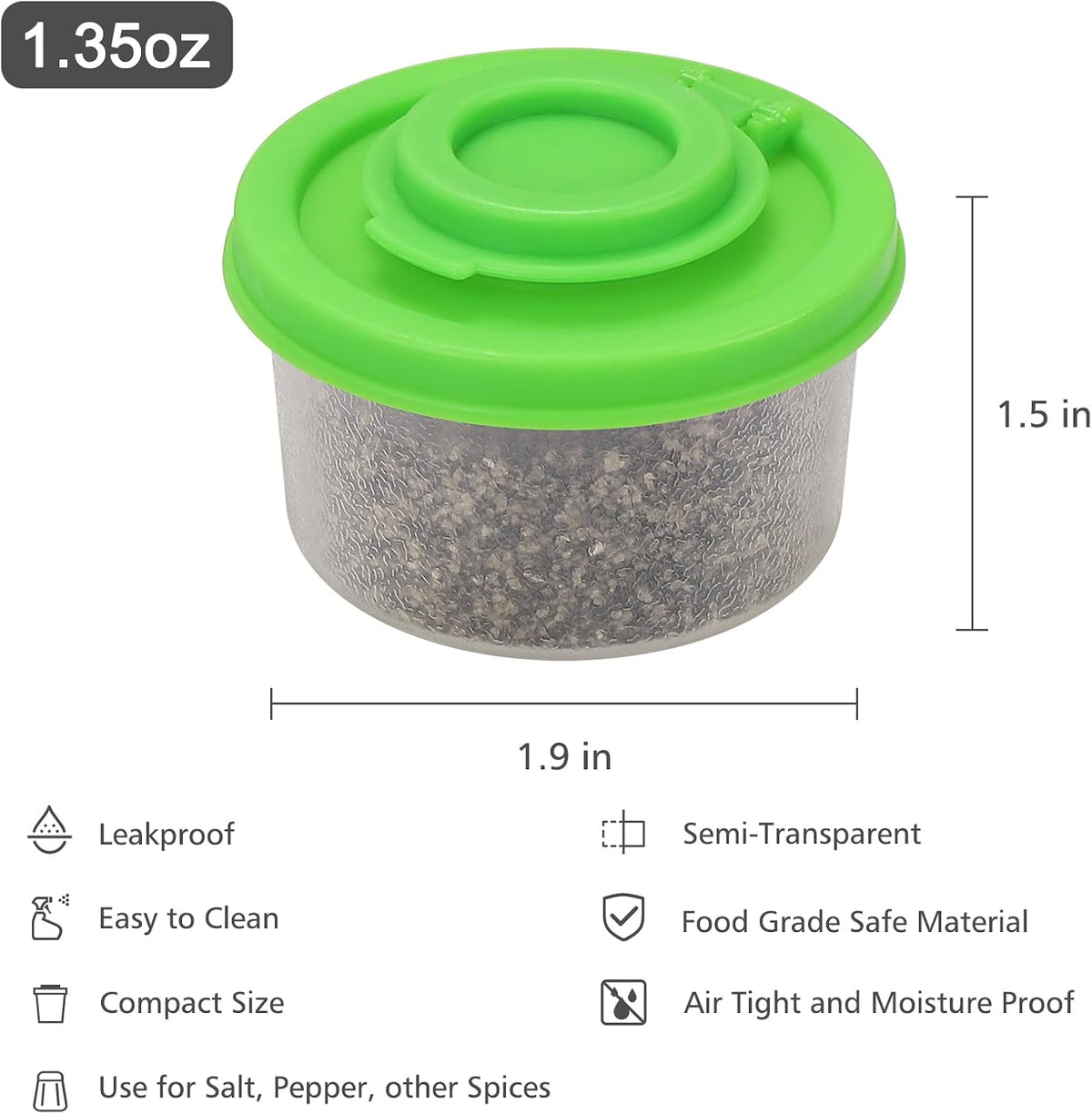 Accmor Salt and Pepper Shakers, Mini Salt Shaker to go Moisture Proof Salt Pepper Shakers Spice Container Dispenser for Camping Picnic Lunch Boxes Travel Kitchen