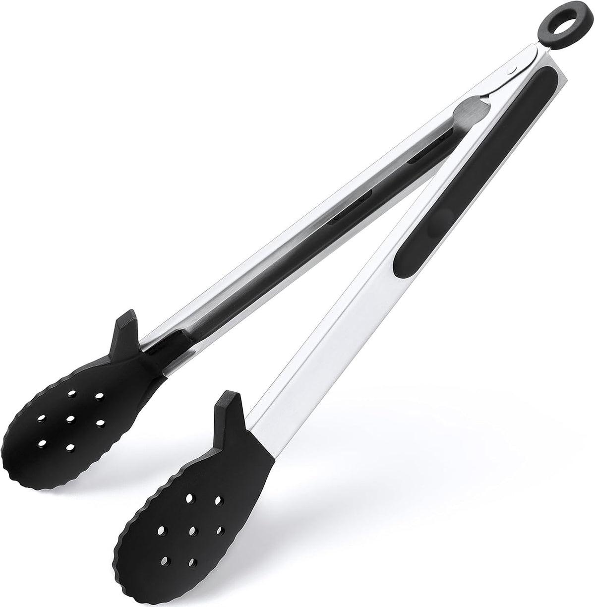 Kitchen Tongs with Silicone Tips, 9" & 12" Silicone Tongs for Cooking
