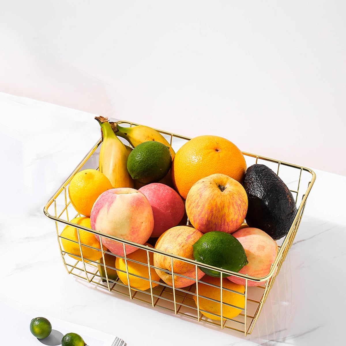 3 Pack Large Wire Baskets for Organizing 14.2'' Metal Wire Baskets with Built-in Handles, Wire Storage Basket Black Metal Freezer Organizer Wire Basket for Pantry, Cabinets, Bathroom