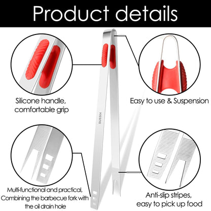 Gutsdoor 8 Inch Plating Tweezers Stainless Steel Precision Culinary Tweezer Silver Kitchen Straight Tweezers Tongs