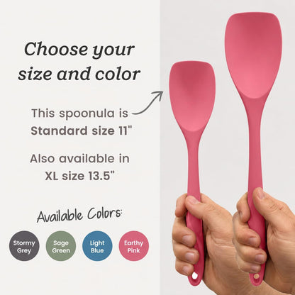 StarPack Silicone Spoonula The All-Rounder 11 Inch - LFGB Spoon Spatula, 600°F Heat Resistant, BPA-Free - One-Piece Seamless, Dishwasher Safe - for Nonstick Cookware, Sage Green