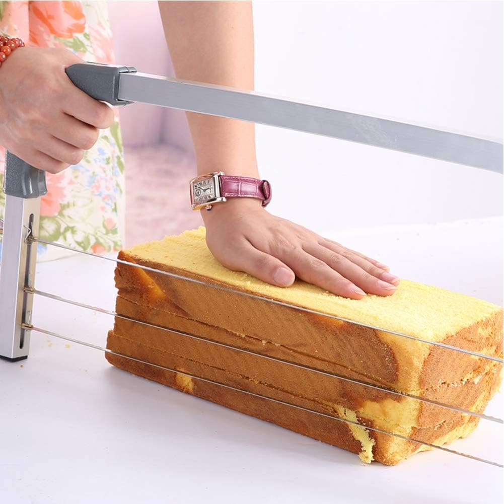 Zerodis Wire Cake Cutter Leveler, 3 Blades Stainless Steel Cut Saw, Cake Leveler Professional Cake Cookie Cutter Slicer with Stainless Steel Wires and Handle