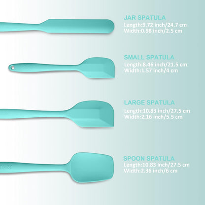 4 Piece Silicone Spatula Set, Flexible Heat Resistant Non-scratch Baking Cooking Rubber Spatulas with Stainless Steel Core, Black