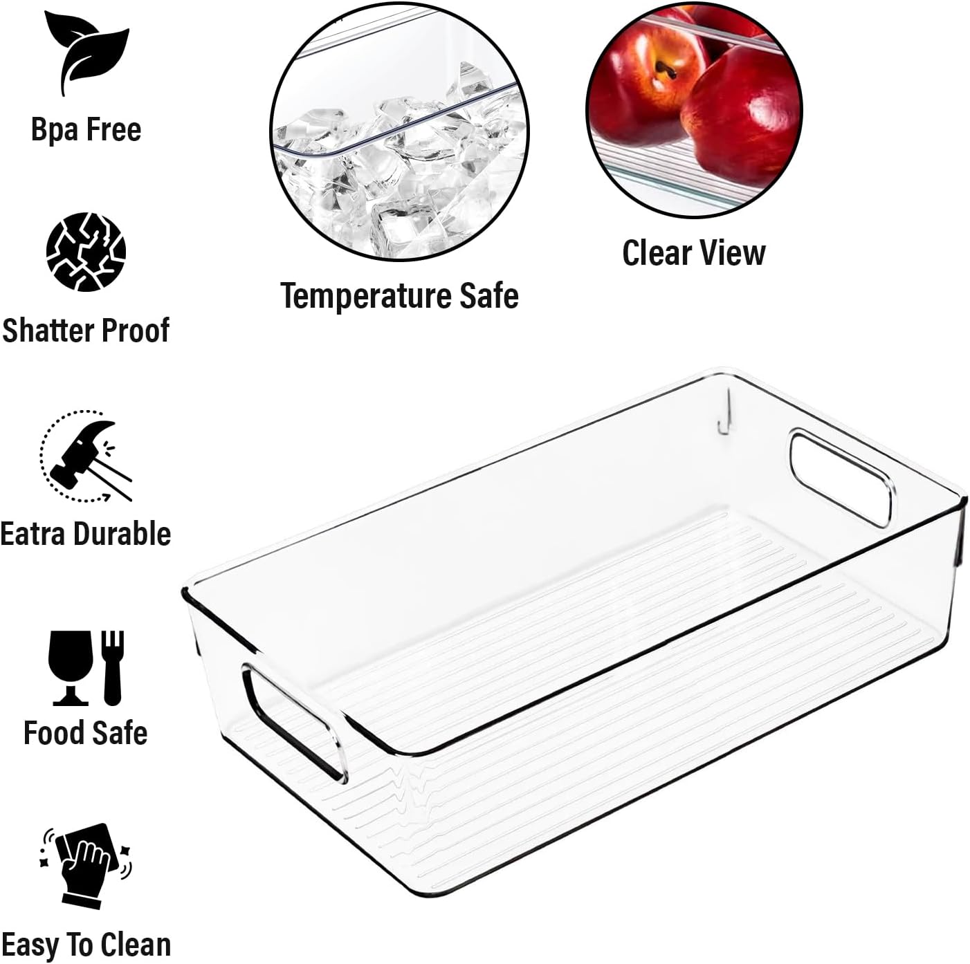 ShelfShaper Large Clear Plastic Storage Bins, Pantry Organizers and Storage Containers Fridge Organizer Bins for Organizing Home Kitchen Under Sink Bathroom Refrigerator Freezer Laundry Room