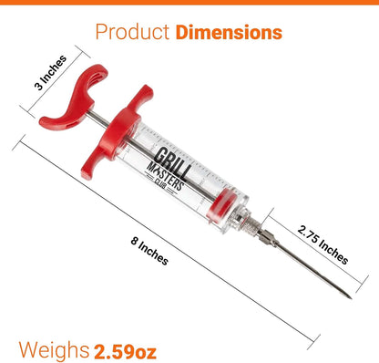 Grill Masters Club High Pressure Marinade Injector Injector Syringe for Smoking Premium Portable Turkey Injector for Meats with Stainless Steel Needle - 30ml Capacity