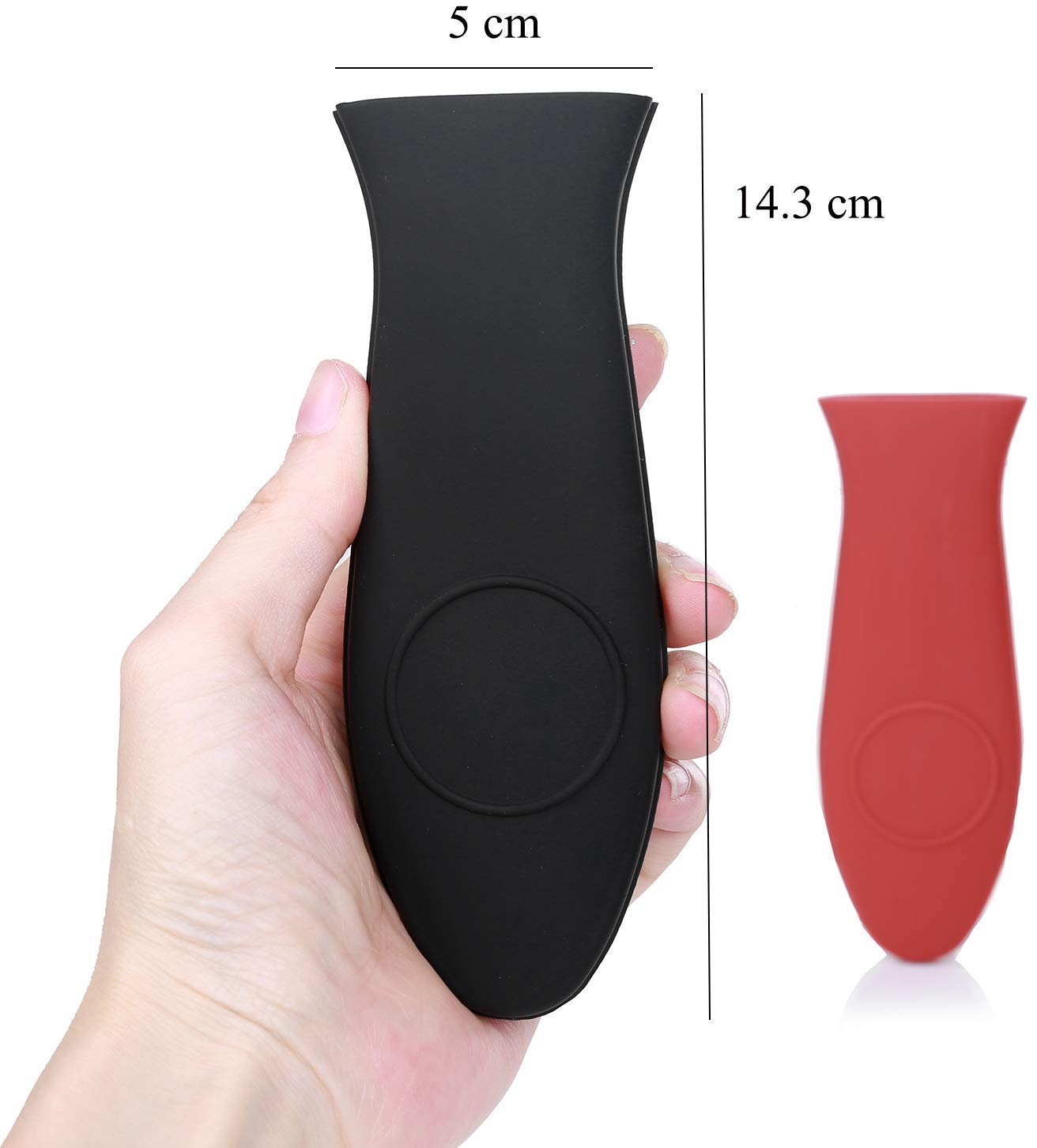 Silicone Hot Handle Holder, 4 Pack Premium Cast Iron Handle Cover, Heat Protecting Silicone Handle Set for Frying Pan Griddle Kettle (Red & Black)