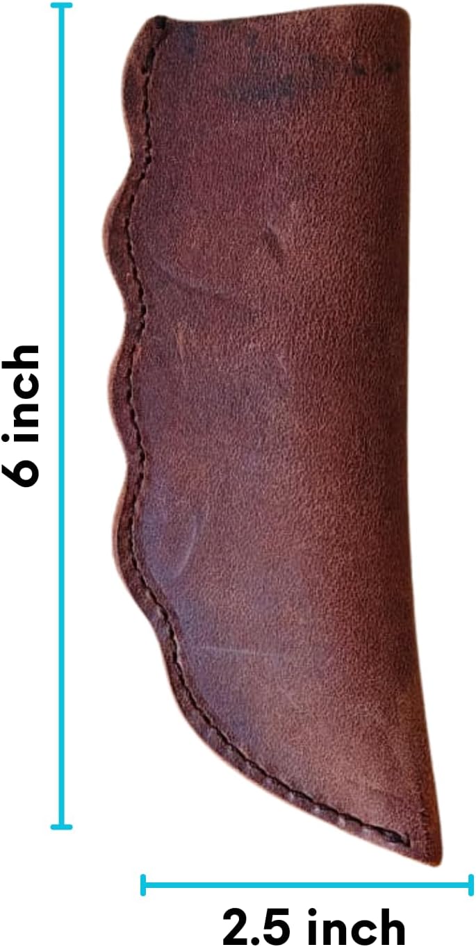 Leather Cast Iron Skillet Handle Cover, Heat Resistant Pan Grip Sleeve for Frying Pans, Dutch Oven & Griddles, Safe Non-Slip Cooking Handle Protector, Brown (Handle Cover Curve)