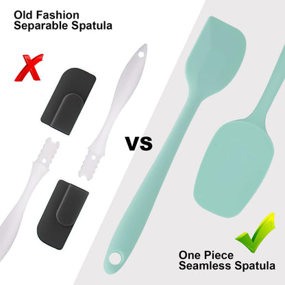 Silicone Spatulas Set, Rubber Spoon Spatula Heat Resistant Spoonula One Piece Design Seamless Spatula Non-Stick Scrapers Baking Mixing Tool (Dark Blue)