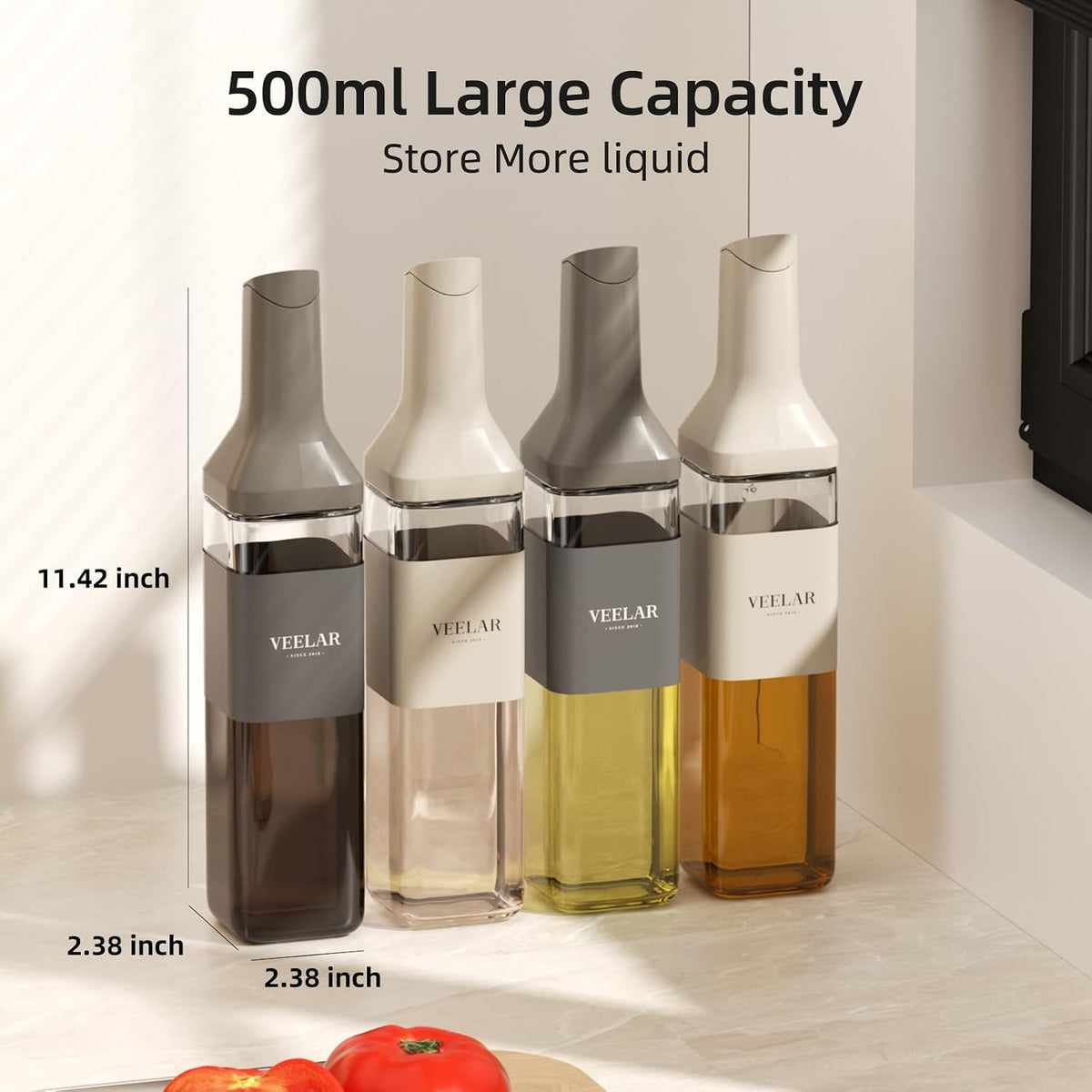 2 Set 550ml Glass Olive Oil Dispenser Bottle(White)