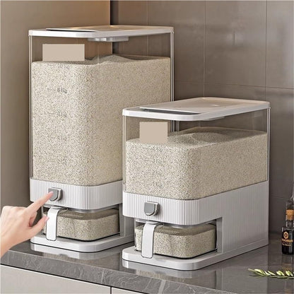 22 lbs Large Capacity Rice Dispenser with Airtight Lid, Multipurpose Rice Storage Container Measuring Cup for Kitchen, Rice, Soybean Corn(Purple)