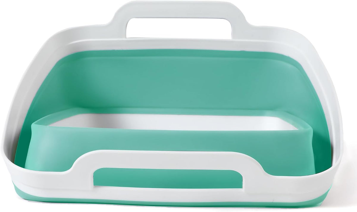 FOSJGO Collapsible Dish Basin with Drain Plug, Foldable Sink, 2.4 Gal (9L)