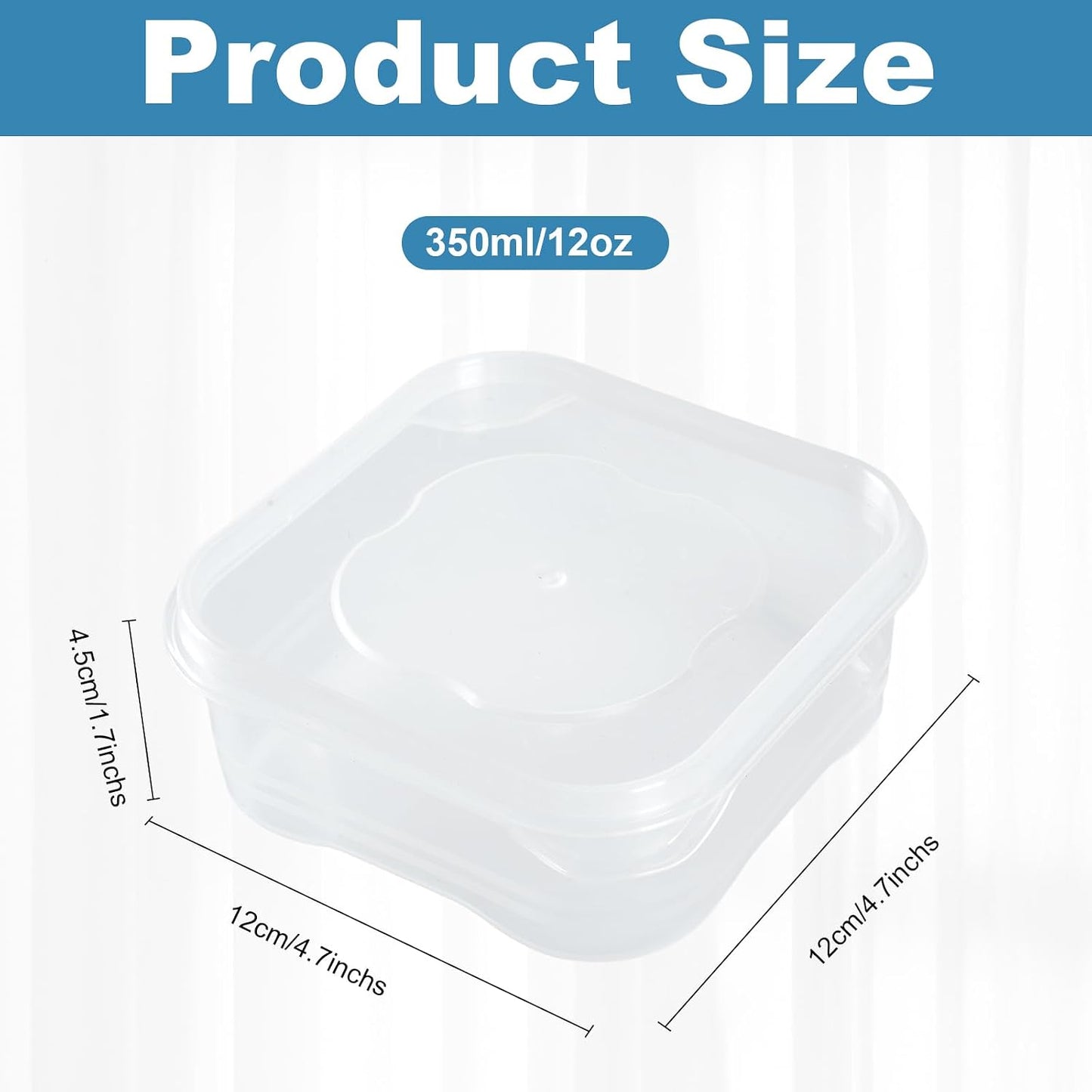 10 Pcs Meal Prep Containers, Reusable BPA Free Food Storage Containers with Lids, 12 oz Square Freezer Storage Boxes, Plastic Food Storage Container for Kitchen（12 x 12cm）