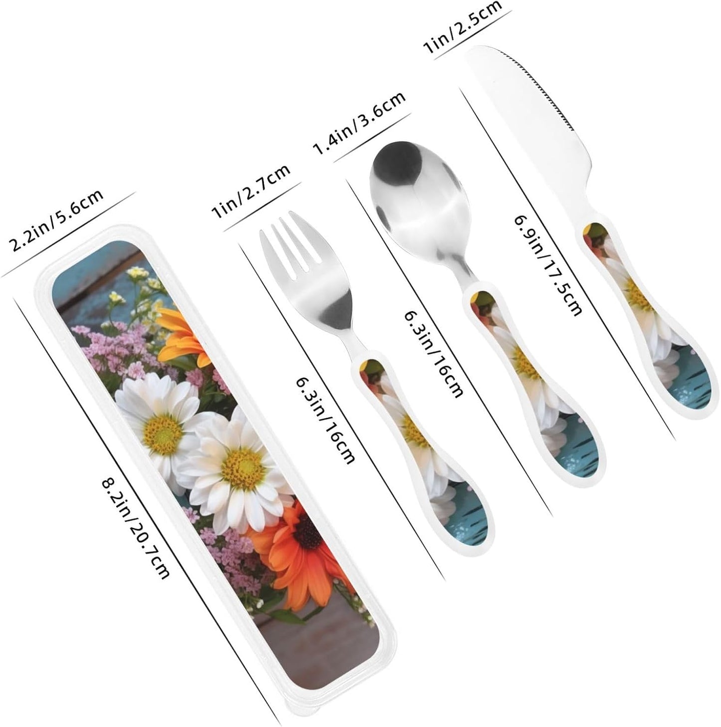 3-Piece Kids Silverware Set With Storage Case, Stainless Steel Reusable Children Safe Knife Spoon Fork Set African Animals Children Flatware Set For Kids Lunch Box