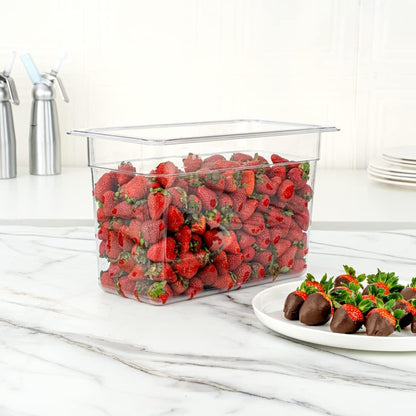 Restaurantware-2.5 Inch Deep Food Pans, 1 1/6 Size Commercial Food Storage Container - Freezable, Break-Resistant, Clear Plastic Cold Pans, Dishwashable, For Kitchens, Restaurants, Or Cafeterias