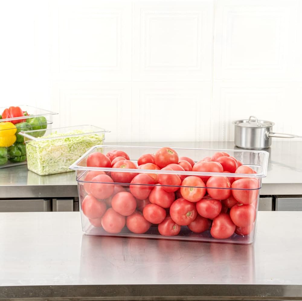 Restaurantware-2.5 Inch Deep Food Pans, 1 1/6 Size Commercial Food Storage Container - Freezable, Break-Resistant, Clear Plastic Cold Pans, Dishwashable, For Kitchens, Restaurants, Or Cafeterias