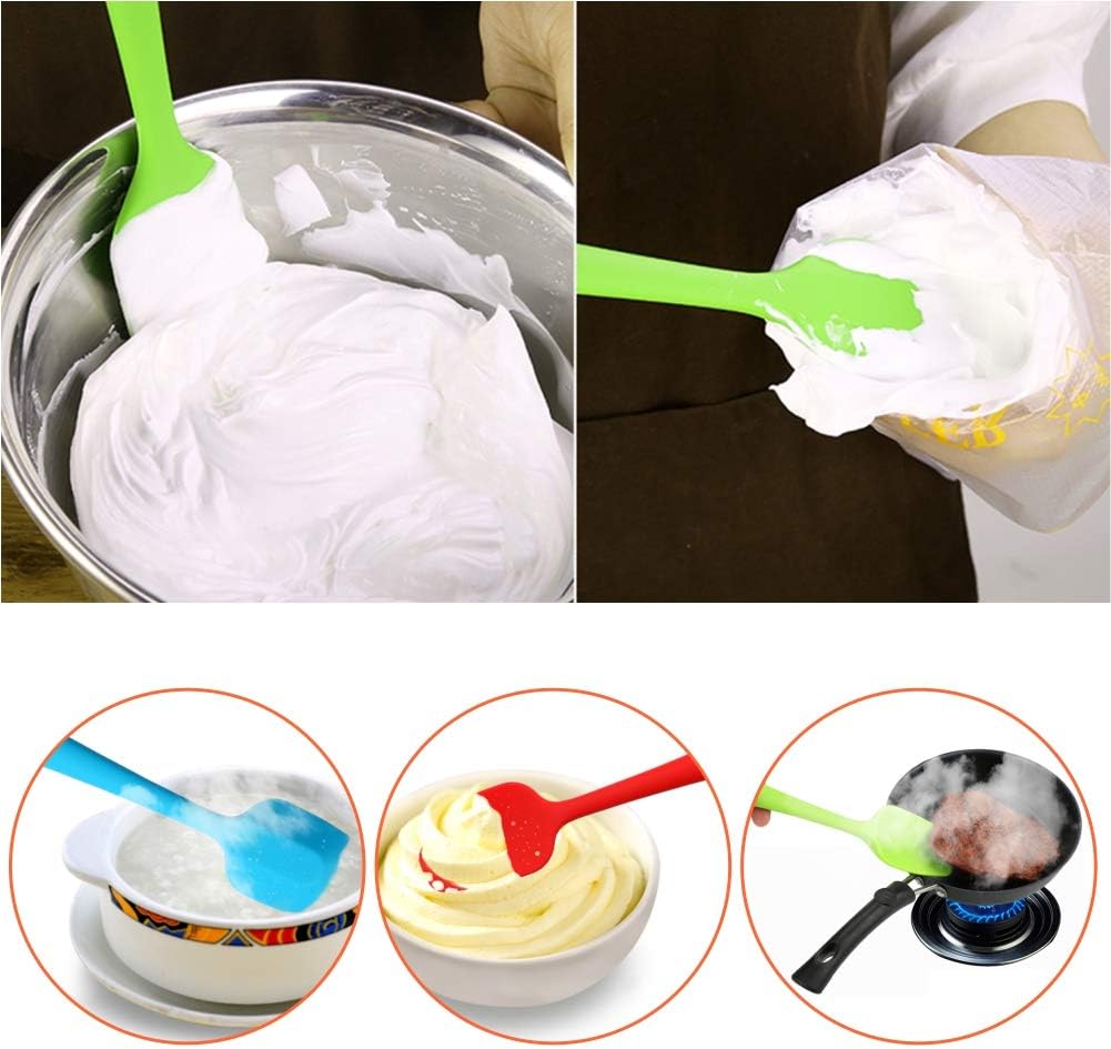 Silicone Spatulas Set, Rubber Spoon Spatula Heat Resistant Spoonula One Piece Design Seamless Spatula Non-Stick Scrapers Baking Mixing Tool (Dark Blue)